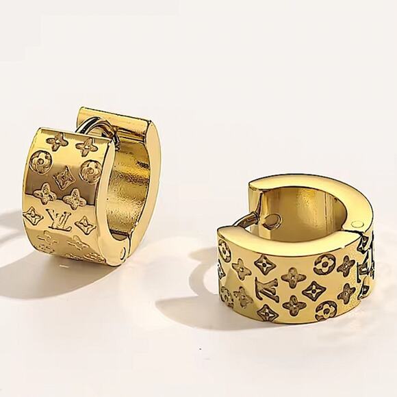 Gold Plated Four Leaf Clover Hoop Luxury Huggies’ Minimalist Earrings - Picture 3 of 7